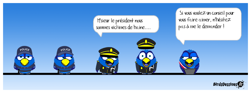 les policiers réconfortés par le président....