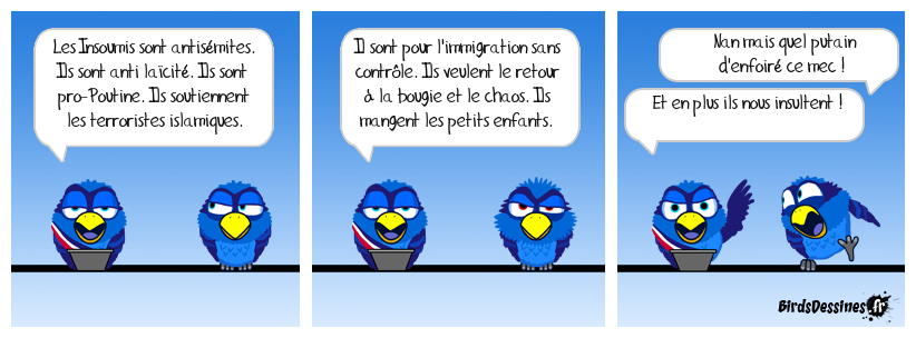 Ils passent leur temps à insulter et à diffamer la FI, mais ils pleurnichent comme des morveux dès qu'on leur met le bec dans leur fiente ! Paroles de ReNuisibles