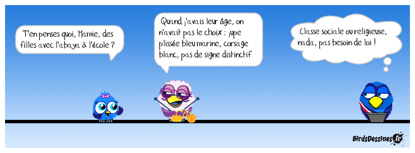 Abaya : vêtement féminin, robe longue et ample couvrante portée par-dessus d’autres vêtements descendant jusqu'aux pieds portée par les femmes musulmanes
Uniforme scolaire : voir : https://insights.gostudent.org/fr/debat-uniforme-scolaire C'est pas évident de porter un survêtement surtout avec la canicule