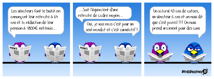 La retraite des sénateurs à égalité avec le privé... A 700% près seulement !!!