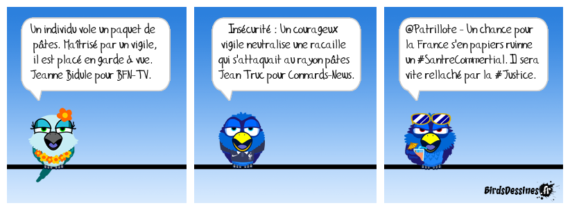 Curieusement, quand la nouvelle est colportée sur les réseaux zoziaux après avoir été diffusée par les télés de droite et d'extrême droite, l'internaute qui la rediffuse en sait bien plus long que la police et que les journalistes sur le dangereux voleur de nouilles ! Le monde pourri des beaufs 29