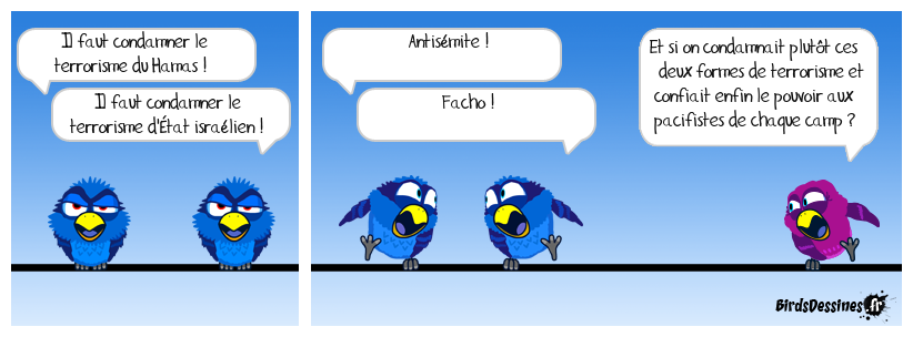 Pourquoi est-ce presque toujours les va-t-en guerre qui dirigent les États et pas ceux qui préfèrent la paix et le respect du voisin au massacre de civils innocents ? Une idée qui dérange