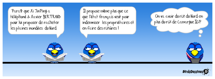 Pour les francophones et la culture (du riz !):<BR>
Pour l'Histoire :<BR>
En 1941, le gouvernement de Vichy fait venir de gré ou de force des travailleurs indochinois afin de soutenir l'effort de guerre, en les envoyant en Camargue travailler dans des mas qui obtiennent de la main d’œuvre gratuite et, en échange, cèdent une partie de leur production à l'État à très bas coût. La présence de ces travailleurs agricoles a été capitale dans la pérennisation de la culture du riz en Camargue. <BR>
PS. En Chine il a été construit le "barrage des trois-gorges" de 185 m de hauteur sur plus de 2km de longueur On ne