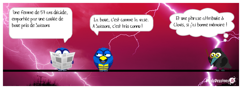 Pour les francophiles et la culture :<BR>
https://fr.vikidia.org/wiki/Vase_de_Soissons<BR>
Clovis se saisit de sa francisque et brise le crâne du guerrier franc qui a brisé volontairement un vase précieux en morceaux après la prise de Soissons en lui disant « Souviens-toi du vase de Soissons ! » Souviens-toi !