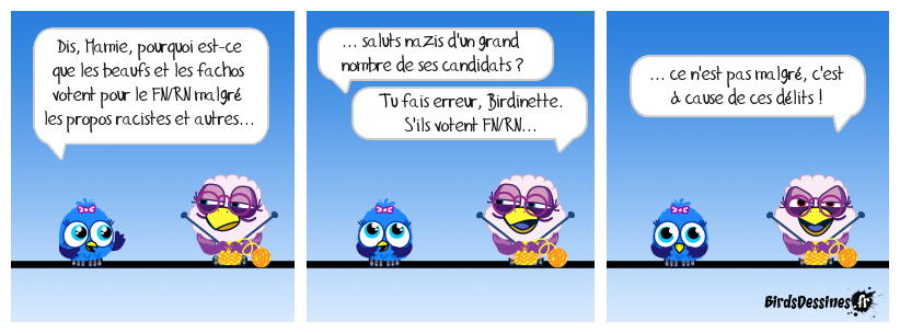 Rappel : le FN/RN peut bien avoir n'importe quel programme et en changer en permanence selon le sens du vent, du moment qu'il tape sur les immigrés et les musulmans, beaufs et fachos le plébiscitent. La bonne façon de le dire