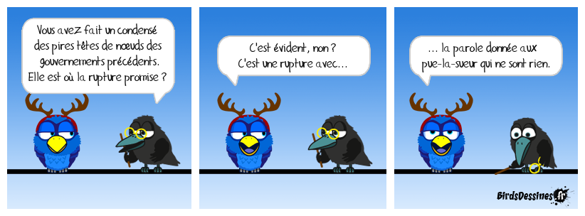 Ces dangereux parasites qui usurpent le pouvoir ne cessent d'attiser la haine et la colère d'un peuple tenu sous le joug, pour le plus grand profit des ultrariches, c'est une évidence. Et ça marche, puisque ces derniers ont doublé leur fortune sous Macron. Mission accomplie. Vous avez dit rupture ? 2