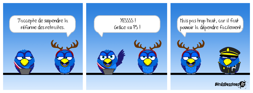 La suspension, ce serait tout de même l'âge repoussé à 63 ans au 1er janvier 2025 vu qu'actuellement elle continue à s'appliquer trimestre après trimestre. Victoire à la pipi russe